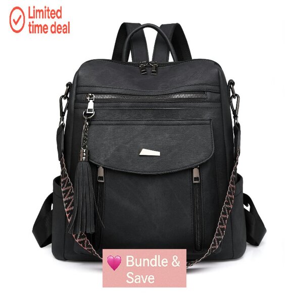 PU Leather Backpack Purse for Women, Convertible Shoulder Bag, Travel & Daily - Picture 1 of 8